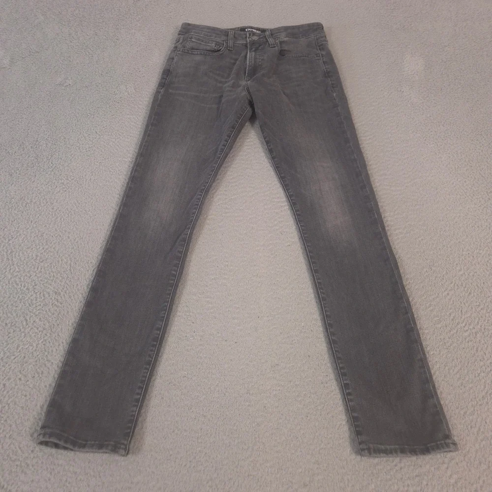 Express Jeans Mens 32x34 Gray Skinny Hyper Stretch Denim Slim Leg Pants Preppy